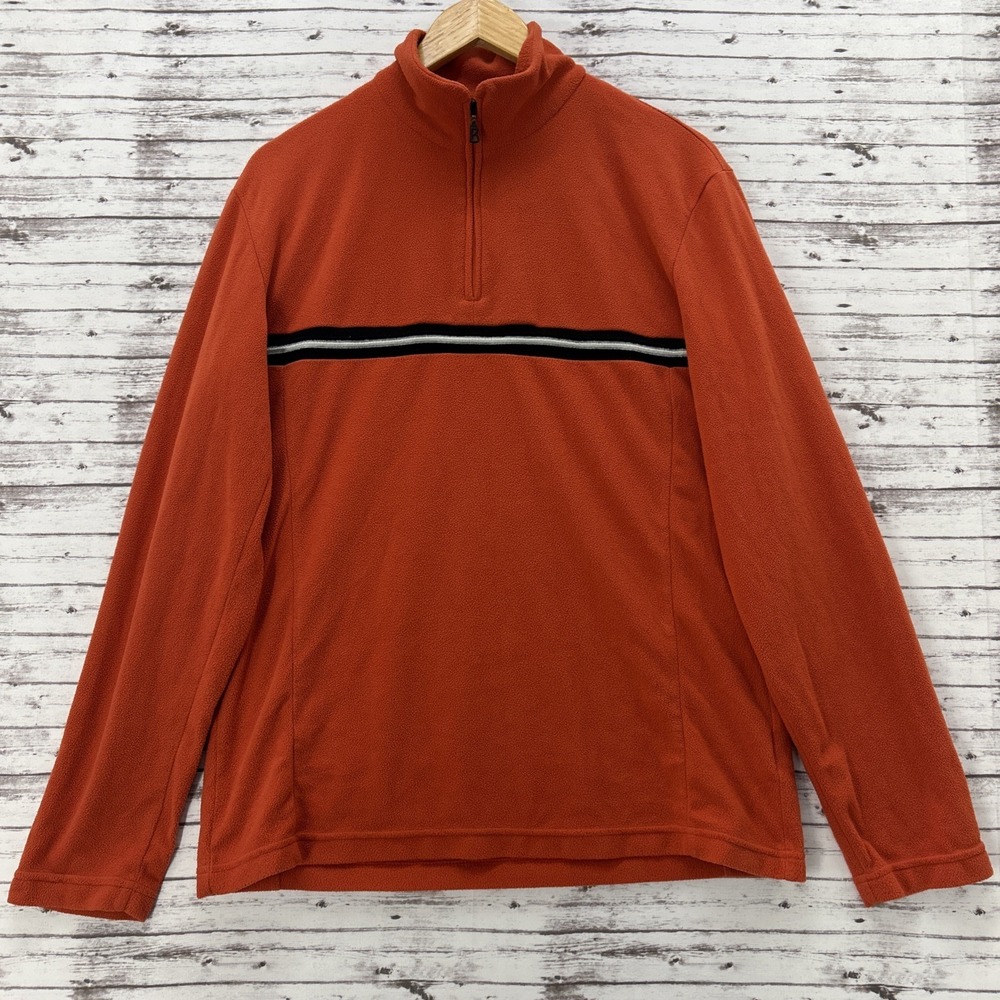 Bogner Fleece Sweatshirt Mens Large Orange 1/4 Zip Pullover Long Sleeve Outdoor